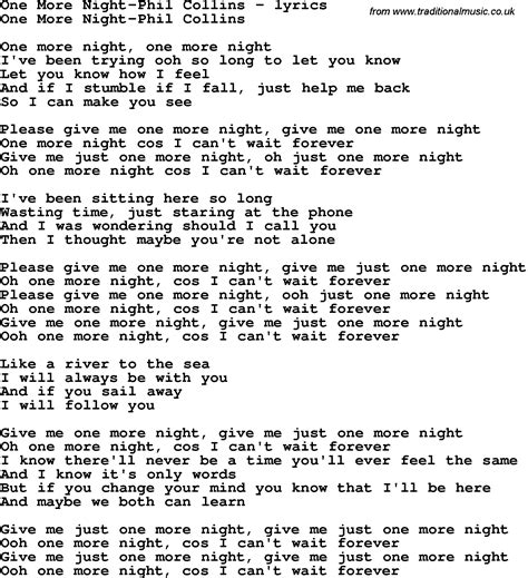 one more night traduction|Letra y traducción One More Night .